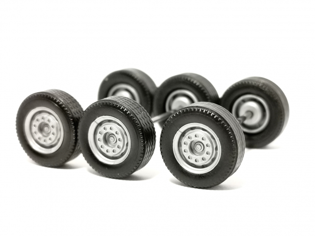 3x Radsatz Lkw Liftachse, silber Herpa C505