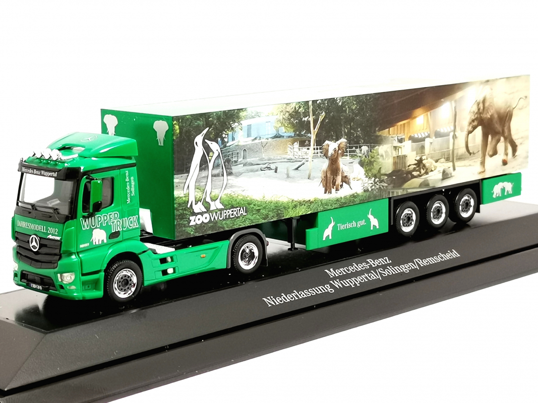 Mercedes-Benz Antos Koffer Sattelzug "Zoo Wuppertal" Herpa 2012 PC