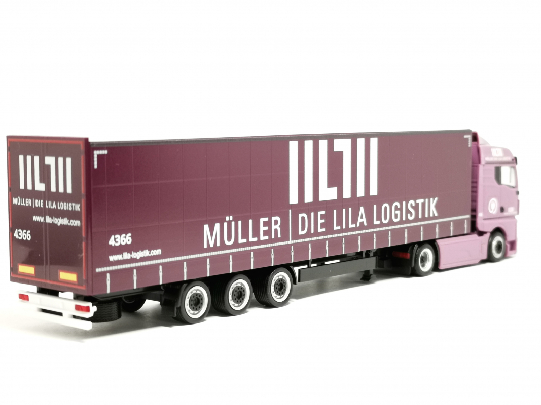 320801 MAN eTGX GM Volumenplanen-Sattelzug "Müller - Die lila Logistik" Herpa