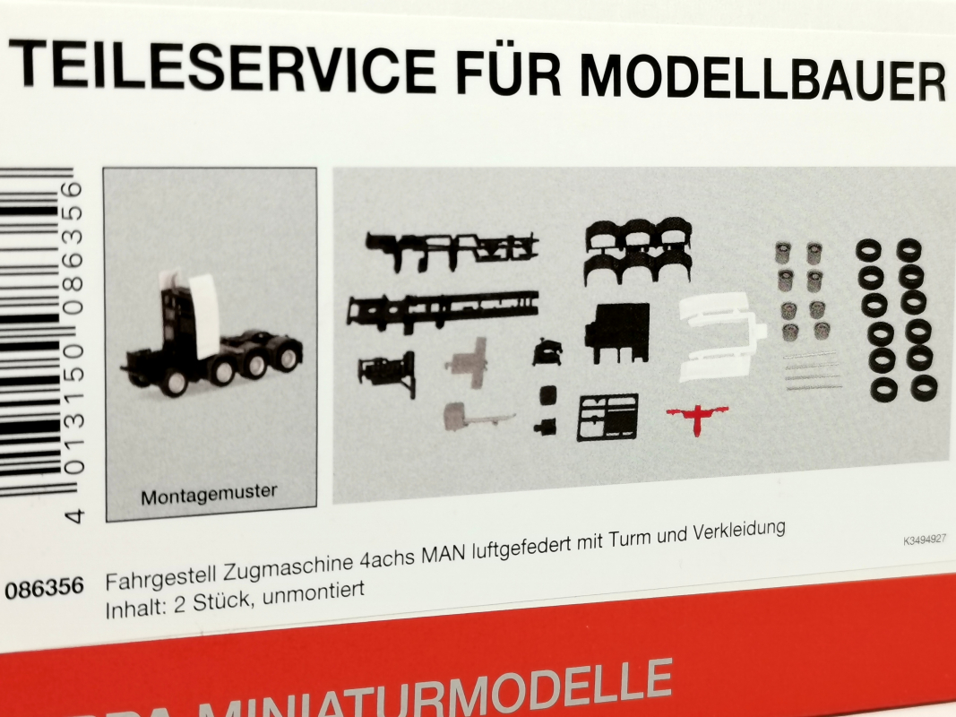 086356 Fahrgestell 4achs MAN luftgefedert mit Turm und Verkleidung (2 Stück) Herpa