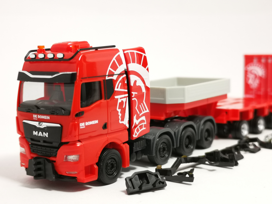 320764 MAN TGX GX Tieflade-Sattelzug mit 20 ft. Container "De Romein Group" (Niederlande/Veendam)