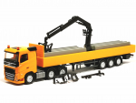 316088 Volvo FH FD 2020 Pritschen-Sattelzug mit Ladekran, kommunalorange Herpa